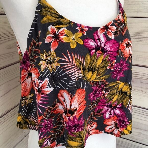 Xhilaration Floral Cropped Flowy Tank Top XS - Picture 2 of 8